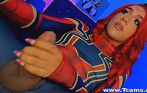 Pretty Redhead Tranny Jerking Her Cock