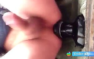 Shaved twink double bang ass streching