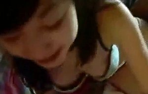 Sweet asian girlfriend sucks a cock and gets fucked
