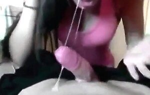 College girl almost pukes when he cums in her mouth