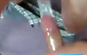 Two guys cum in one condom