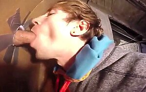 Twink takes the cum in his mouth at homemade GH again