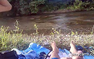 Horny teen get facial after hard outdoor sex by the river live at sexycamx