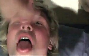 Fucking the twink's mouth and cumming on his face