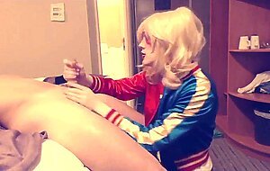 SS Harley Quinn crossdresser, sucks cock and balls part 1