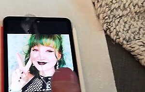 Goth Teen takes big cum tribute