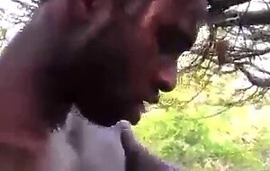 A black gay fucks white bitch in the wood