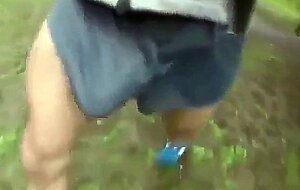 Runner guy cumshot on park
