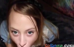 Cute college girl really enjoys sucking dick