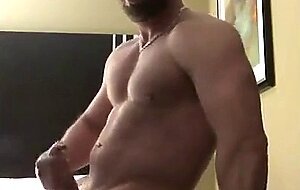 Bearded Muscle Stud Jerking His Fat Cock ( No Cum )