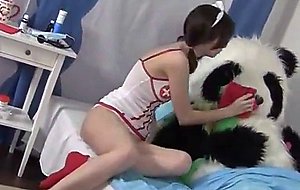 Pretty nurse cures panda using honey sex
