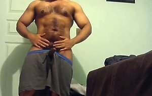 Cute Black Hairy Cub Jerks Off & Cums