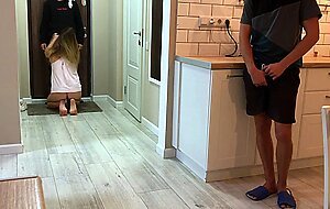 Luvgaru, delivery man cum on tits while my husband watching, luvgaru