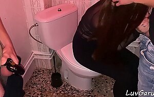 Luvgaru, filming hotwife flashing tits and takes huge cumshot in public toilet from stranger