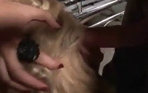 Blonde face fucked and used as cum dumpster