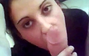 Hot brunette wife sucks cock and gets defaced