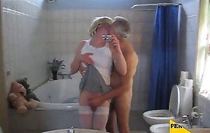 crosdresser having a blowjob by an old guy