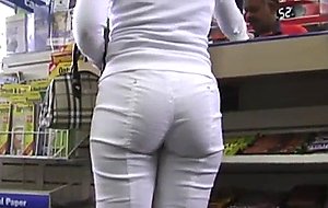 Spying for sweet ass in white pants