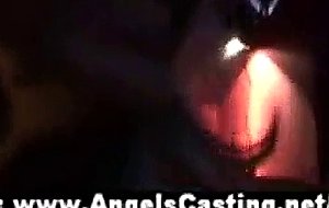 Teen party with honey young girls dancing and smiling in disco