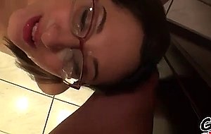 Cum on your girlfriend's face and glasses