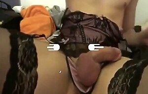 Crossdresser Strokes His Big Cock