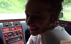 Stranded teen screwed in the backseat