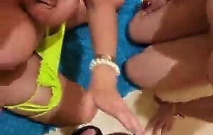 Fucking 2 milf sluts in the bathroom during a porn party and cum on their faces - cory chase and