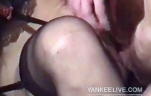 3 Guys Bareback Fuck Amateur MILF in Stockings