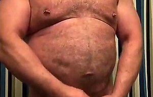 Amateur Daddy Bear Jacks Off In Bathroom Solo