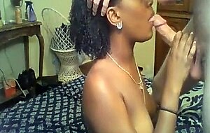 Black Beauty Pleases Her White BF on Webcam