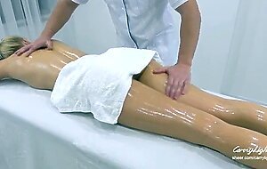 In-home massage therapist fucked naughty teen hard / unexpected sex / amateur couple