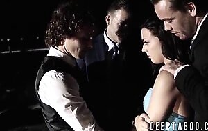 Hung perverts take one cute teen for a gangbang session