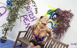 Spreading her legs in the locker room and masturbating like a real slut