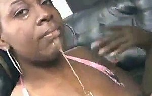 Dirty black girl chokes on cock down her throat