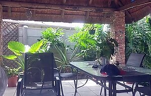 Creampie fucking my best friends wife on the patio while he is at work