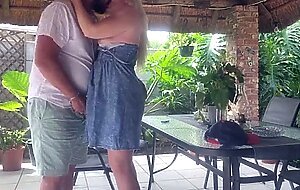 Creampie fucking my best friends wife on the patio while he is at work