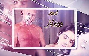 Petite teen sucks the cock of old man and wants more cum