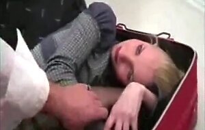 Flexible blonde doll gets metalic toy in her pussy