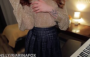 Music is fun when a student has no panties | piano lessons | SEX with Teacher | cum on face