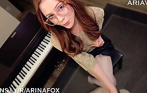 Music is fun when a student has no panties | piano lessons | SEX with Teacher | cum on face