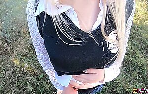 Beautiful schoolgirl fucked in the mouth and pussy on the way home from school