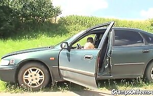 Teen fucks old man outside