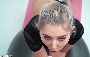 Busty fitness babe gets fucked on a yoga class - Eva Elfie