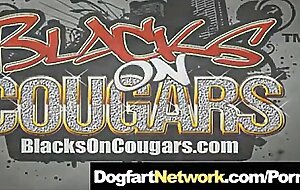 Cougar fucks a huge black monster cock