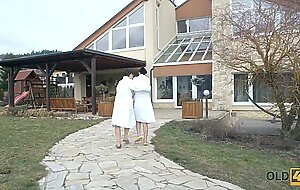 OLD4K. Russian has pussy filled with old cock in the pool