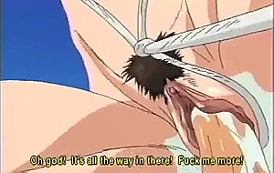 Roped anime gets fingered and hard poked by bandits in the outdoor