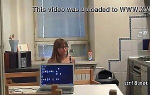 Sexy teen rubs while sucking cock