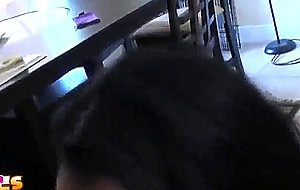 Black college girl giving head on camera