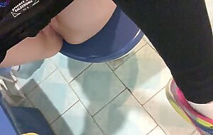 Masturbation my teen pussy in the toilet of gym while waiting for my coach
