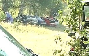 Hottest college girl is on three pistons at the picnic